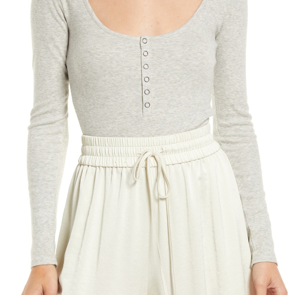 Open Edit Henley Organic Cotton Blend Bodysuit